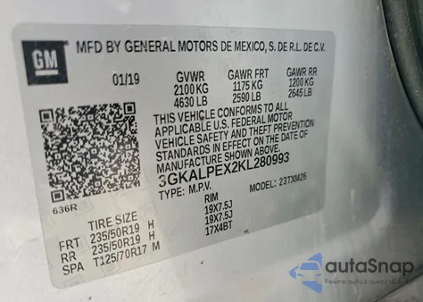 2019 GMC Terrain Slt z USA, uszkodzony, nr VIN 3GKALPEX2KL280993